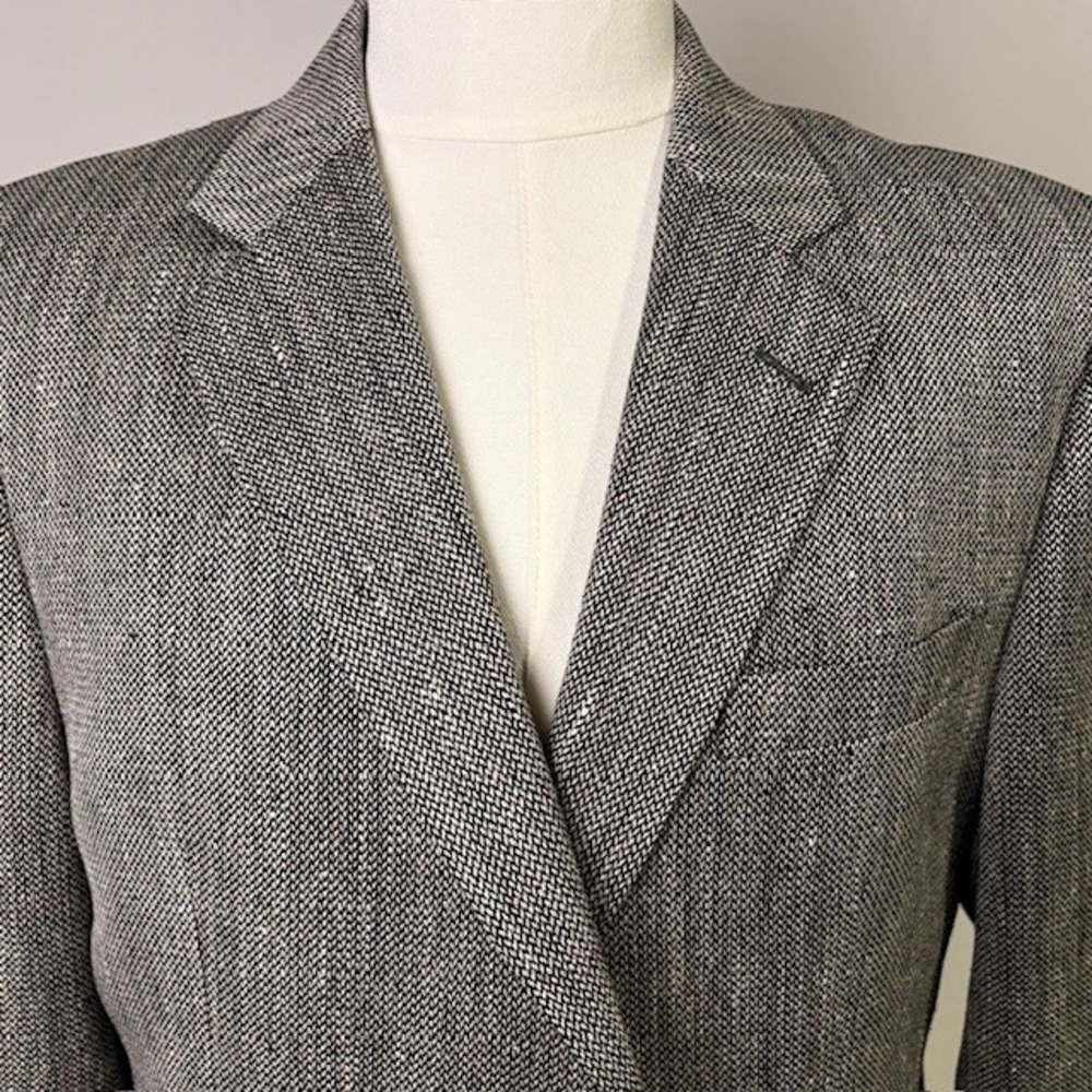 JOS A BANK Mens 100% Silk Tweed Blazer Sport Coat Jacket 42R Gray Textured